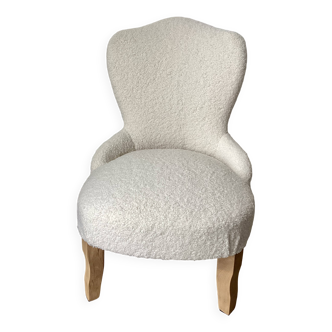 Small toad armchair completely restored with a bouclette fabric