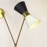 Large double articulated wall lamp design 1950