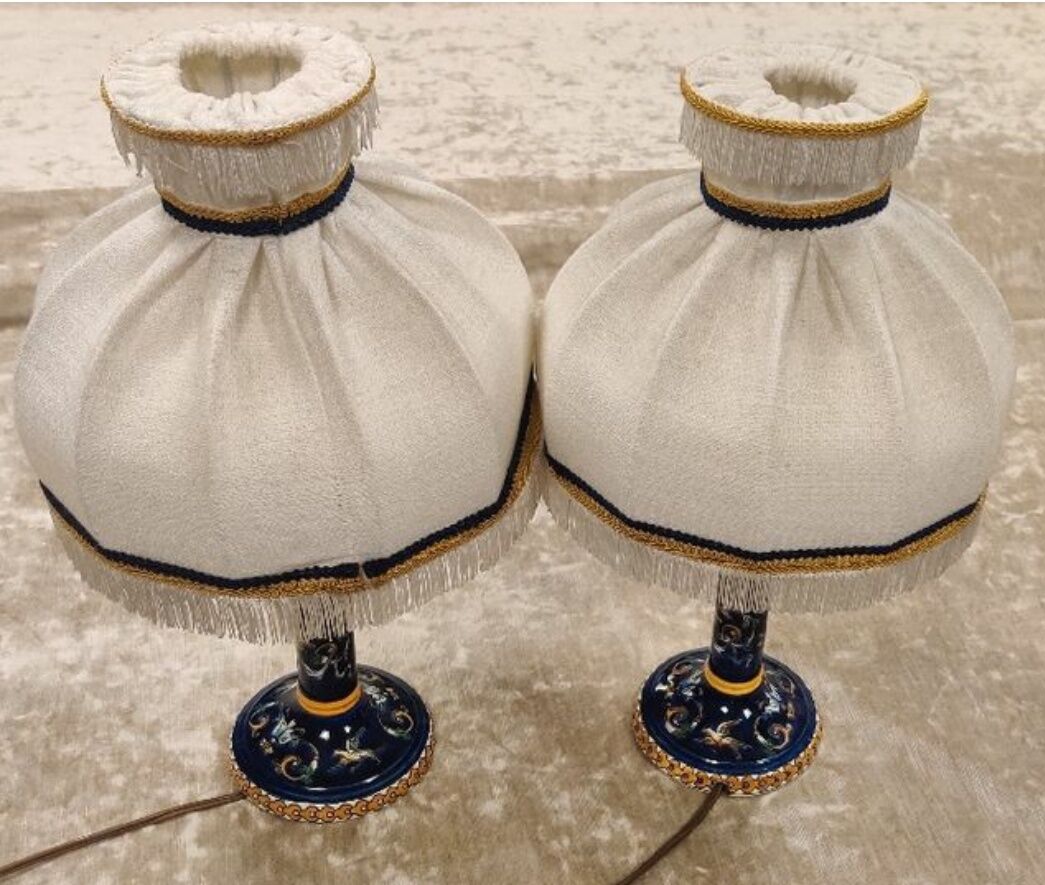 Pair of Gien porcelain bedside lamps