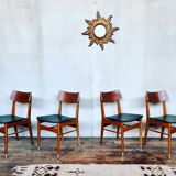 Series of 4 Scandinavian chairs in vintage teak 1960