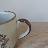 Set of two Mugs in Speckled Stoneware Small Wild Flowers Bohemian Retro