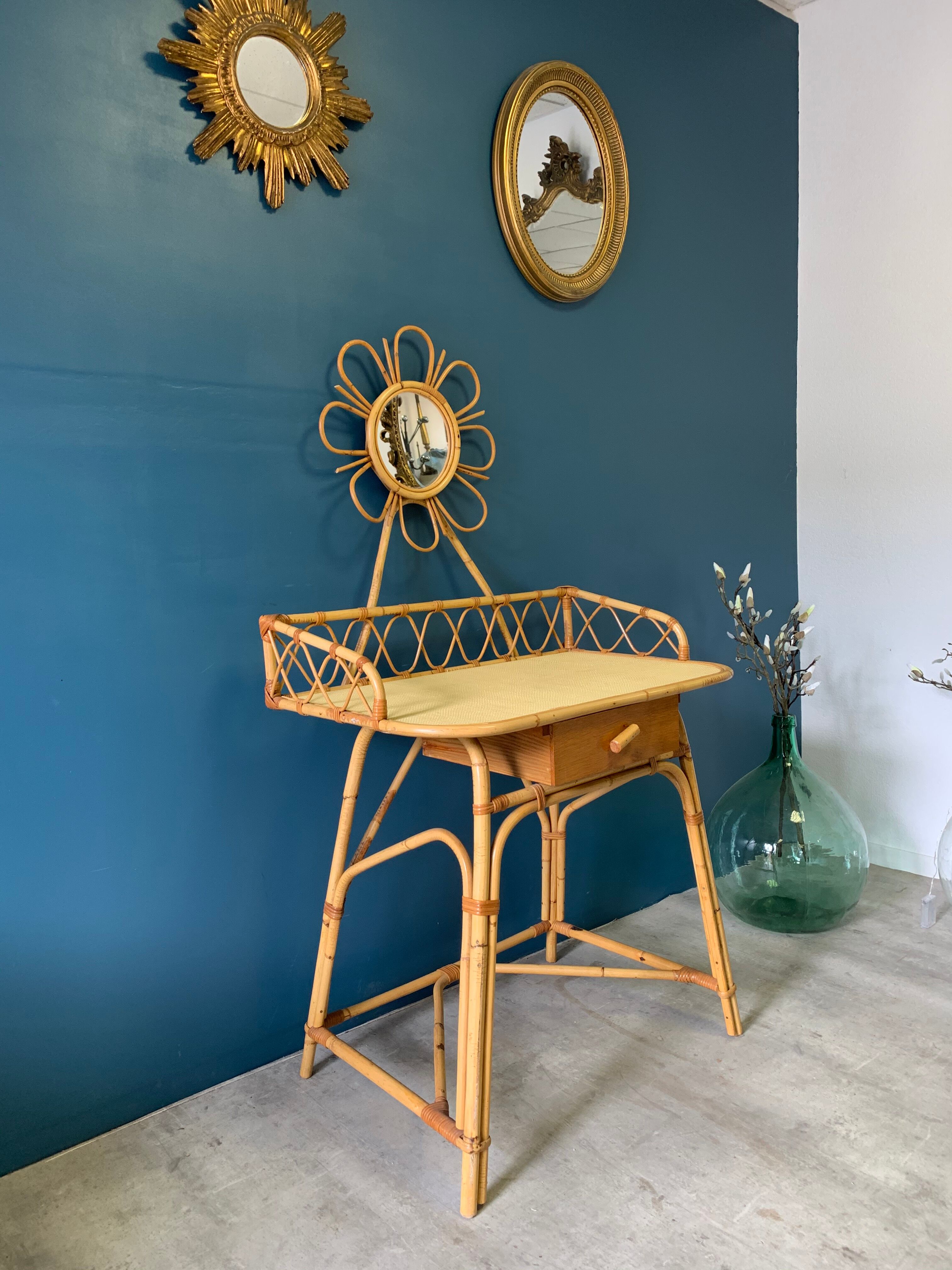 Rattan hairdresser and vintage wicker