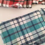 Ensemble de 12 serviettes vintage à carreaux – Rouge et turquoise