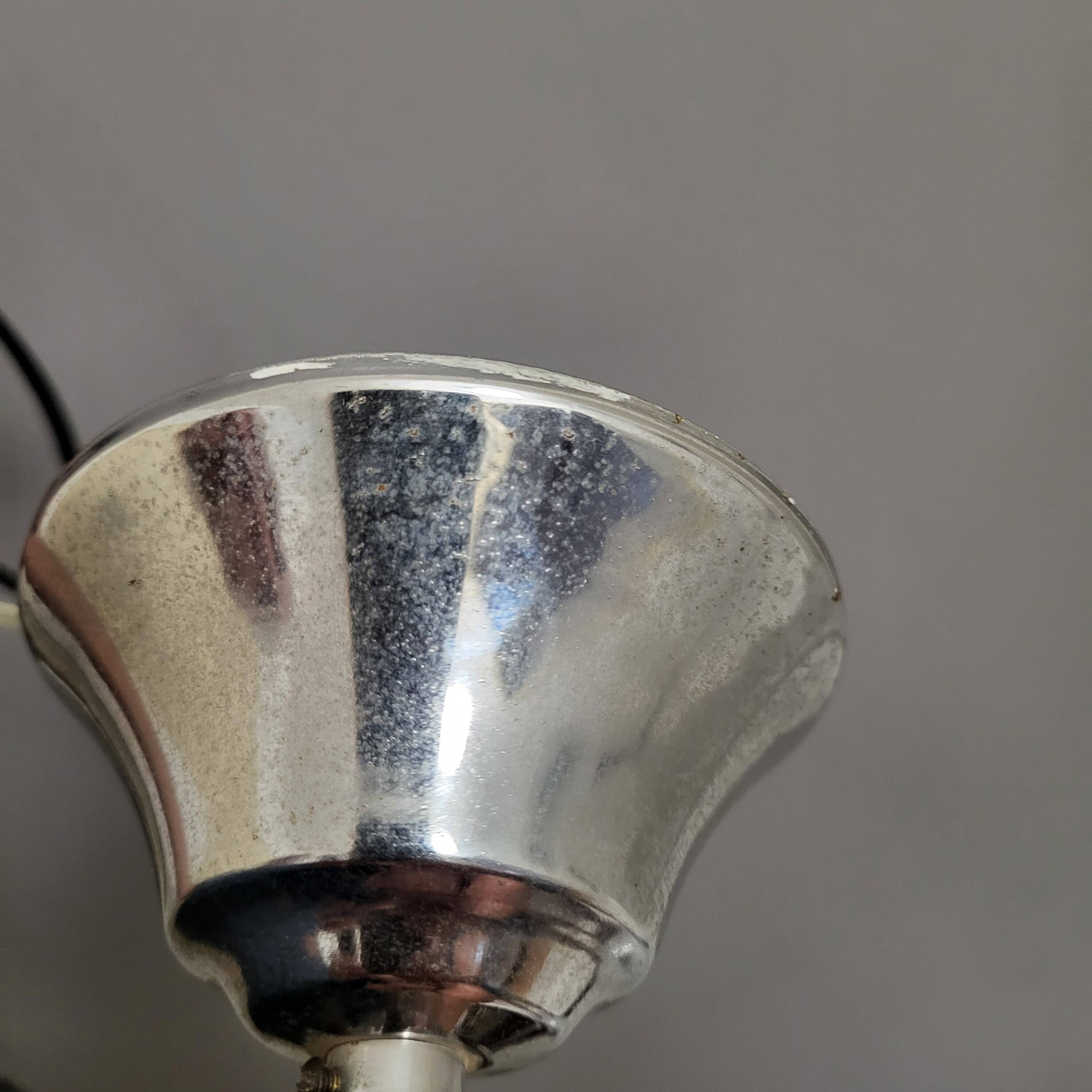 Mazzega glass and chrome mushroom pendant light, Murano, 1960-70, space age