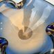 Blue and amber Murano glass ashtray/trinket dish 1960-70s