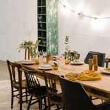 Armchairs / chairs in black skaï "emelinne"