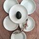 Plat et 5 assiettes vintage vert pale