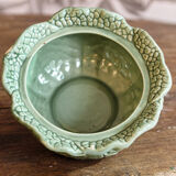 Covered pot in slip, collard greens