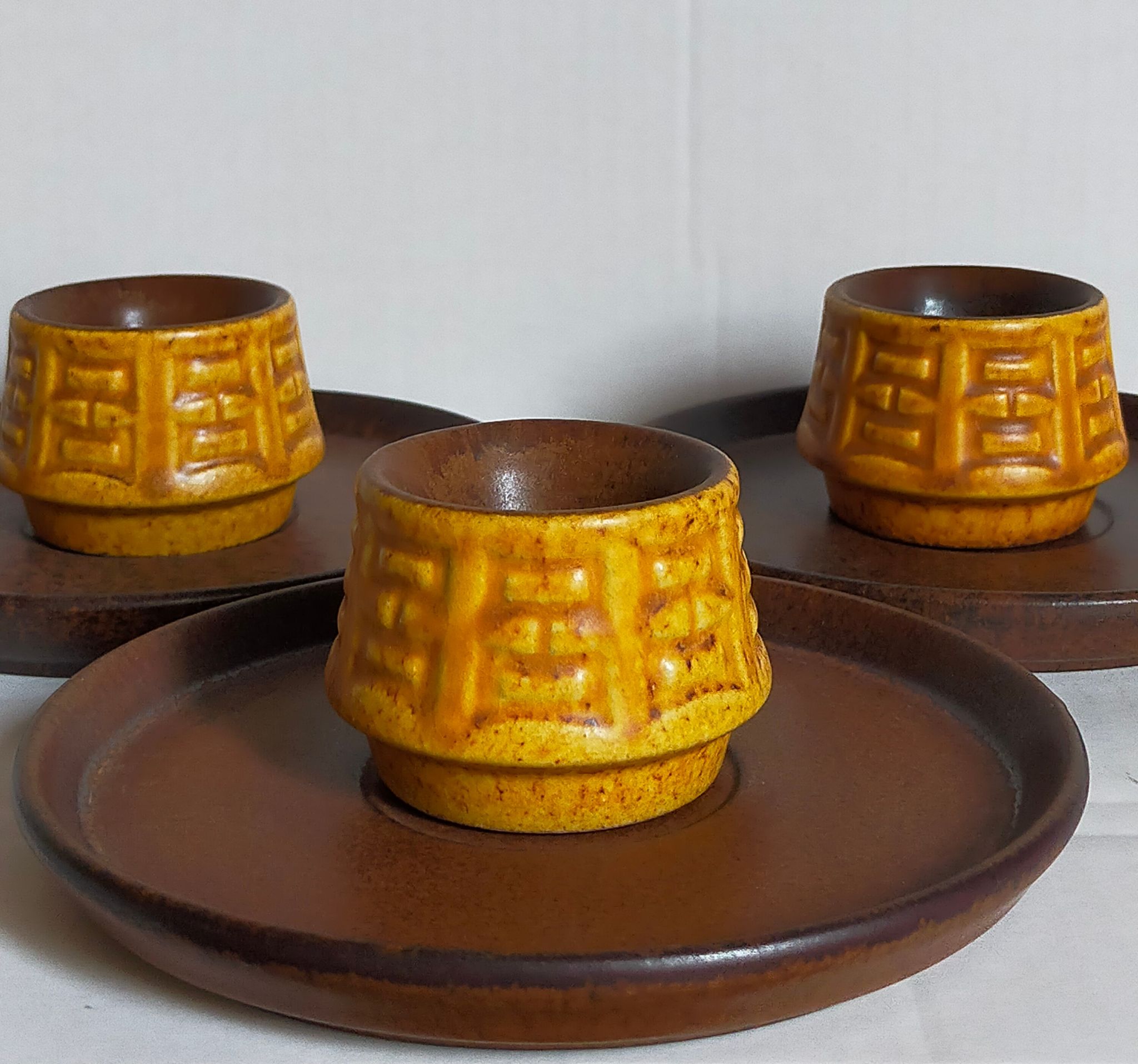 Trois coquetiers céramique ceramano germany années 50