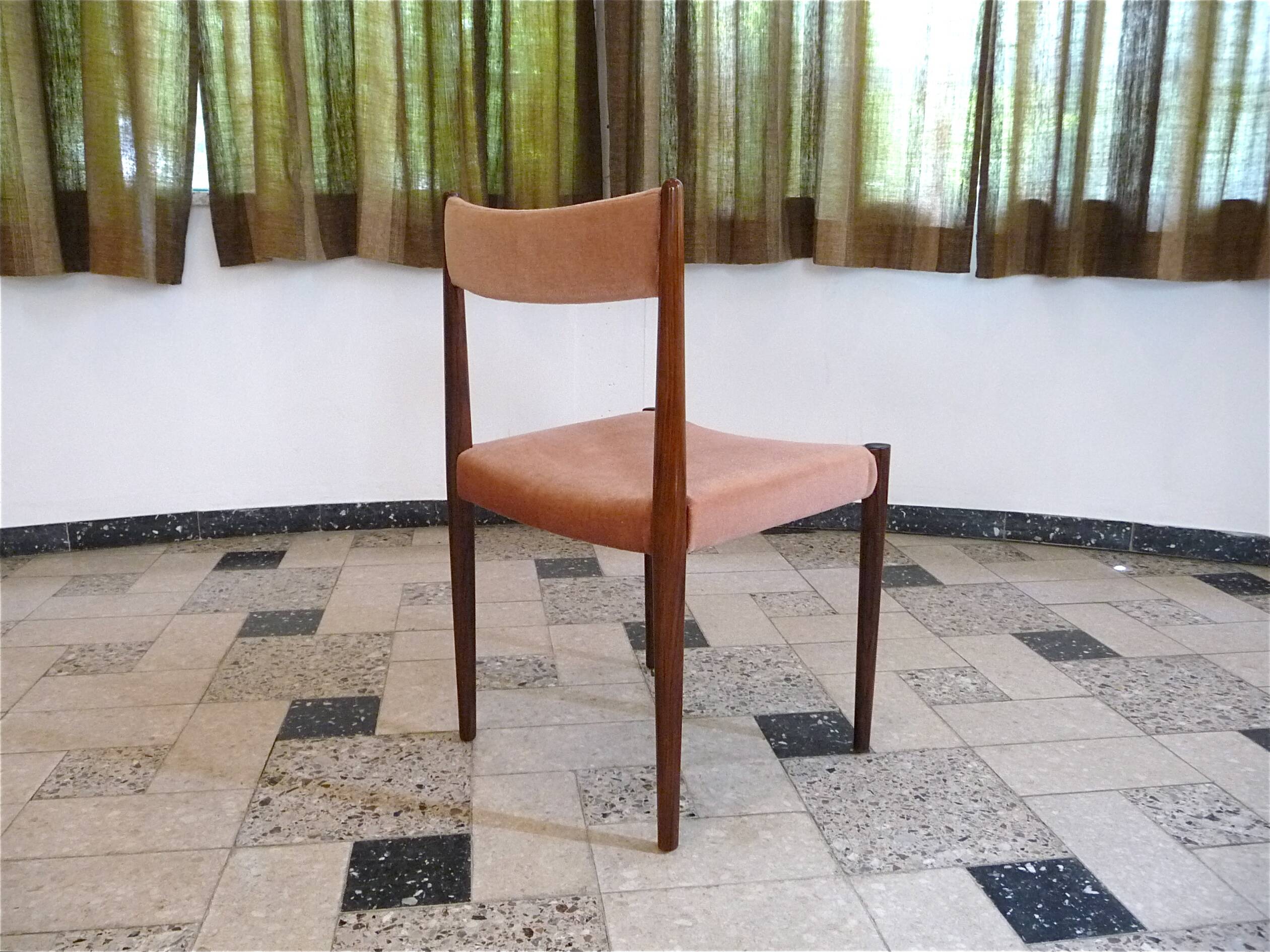 Set of 4 Velvet Dining Chairs in Walnut from Lübke, Germany 1960s