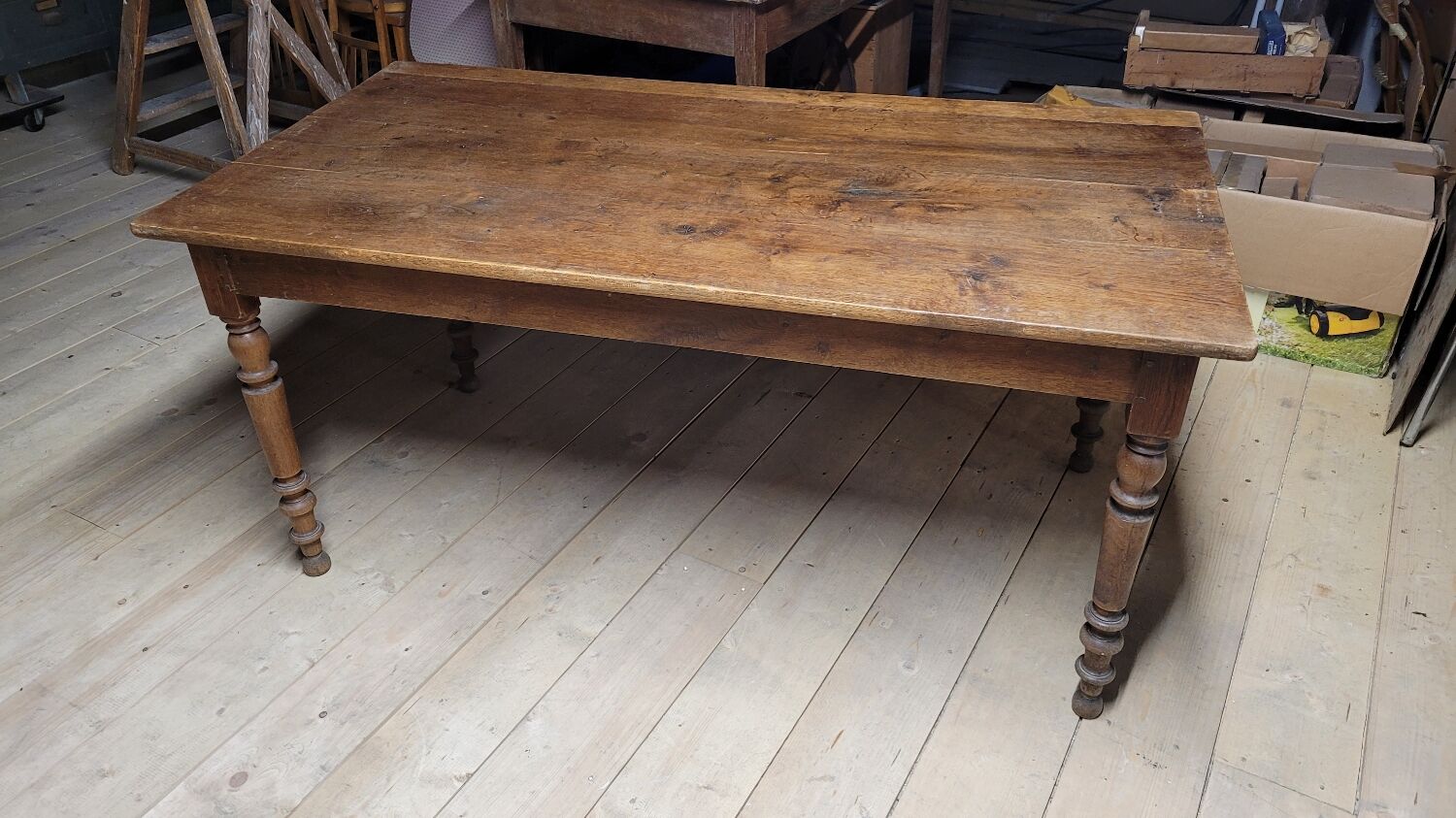 Table de bistrot restaurant en chêne massif ancienne, 1900s -1m53