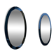 Rare pair of Italian blue oval mirrors, attributed to Cristal Arte, 1970s