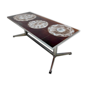 Tiled and chrome coffee table 'sixties vibes'