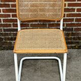 Cesca chair b32 model in white and wood by Marcel Breuer