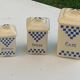 Set of 3 earthenware spice pots geometric pattern art deco period