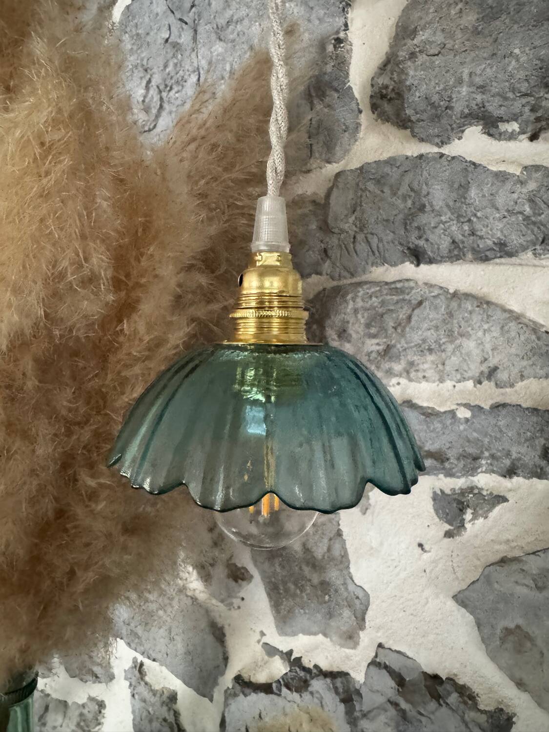 Small vintage blue portable lamp