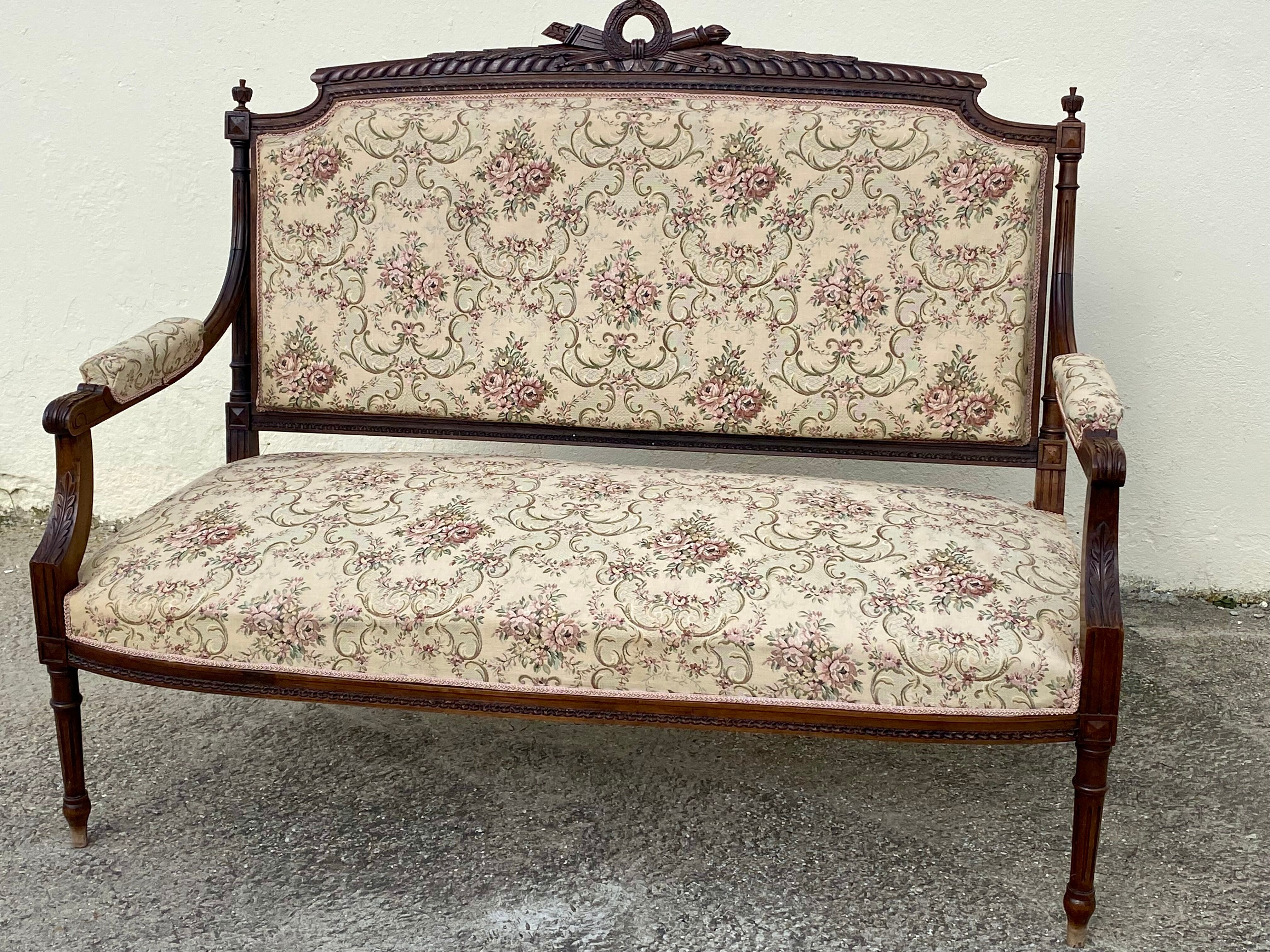 Wooden bench Louis XVI style