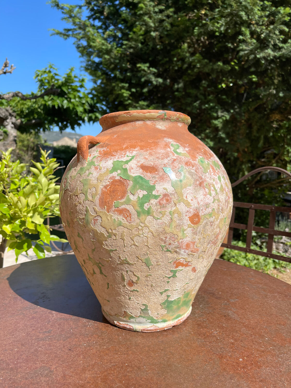 Ancient terracotta pottery jar from the 19th century.