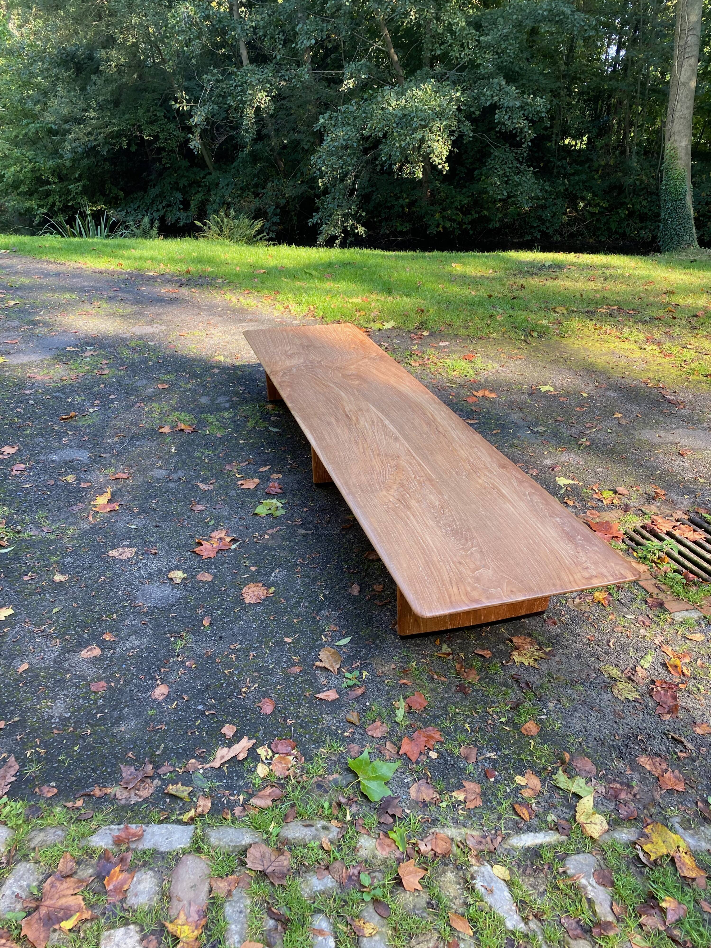 Long teak coffee table
