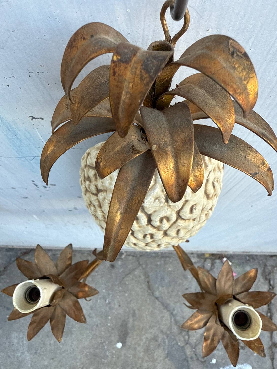 Vintage Italian gold wall light x2 Holl kogl 1970