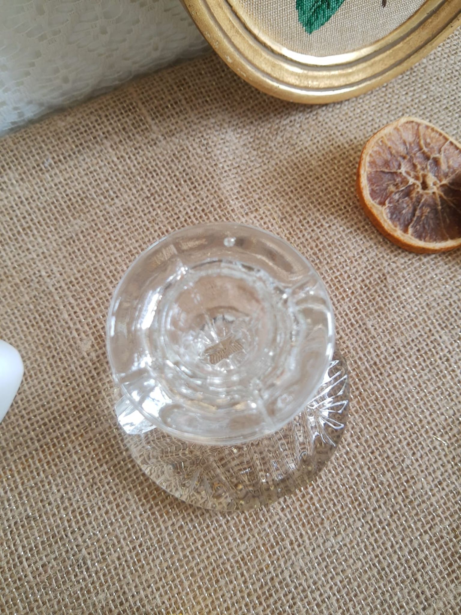 Bougeoir en verre ciselé art déco
