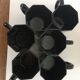 Tasses nid d’abeille en opaline noire