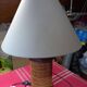 Pretty wicker and wood lamp with gray shade