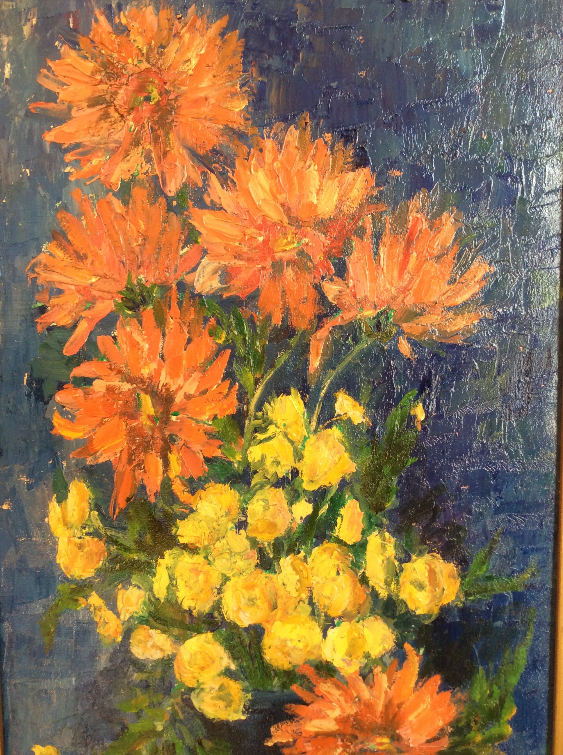 Tableau fleurs huile sur toile, XXème siècle.