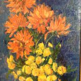 Tableau fleurs huile sur toile, XXème siècle.