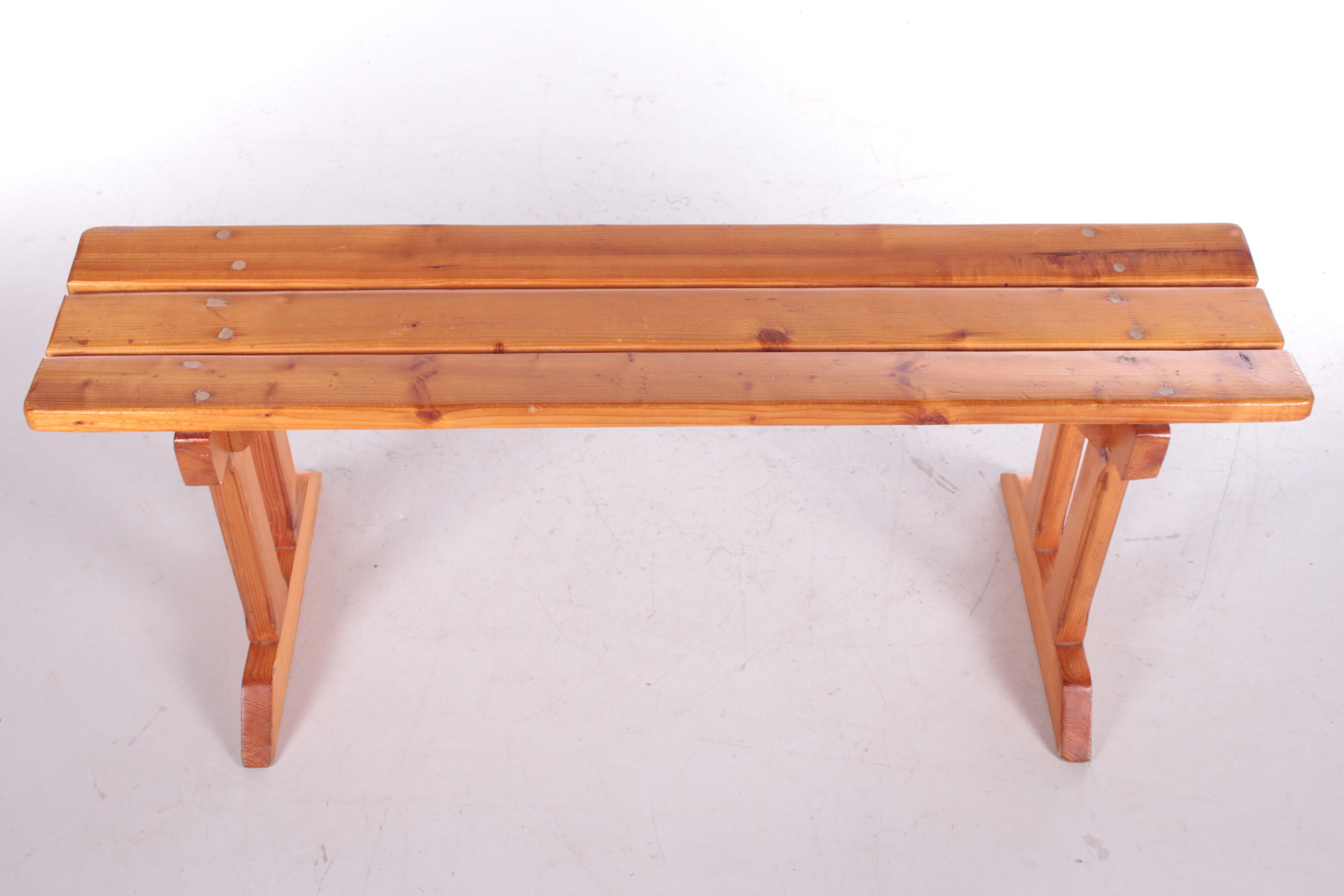 Vintage pine wooden bench tough look from france