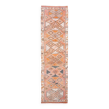 3x11 Orange and Beige Long Wide Runner, Handwoven Wool Runner, 92x336Cm