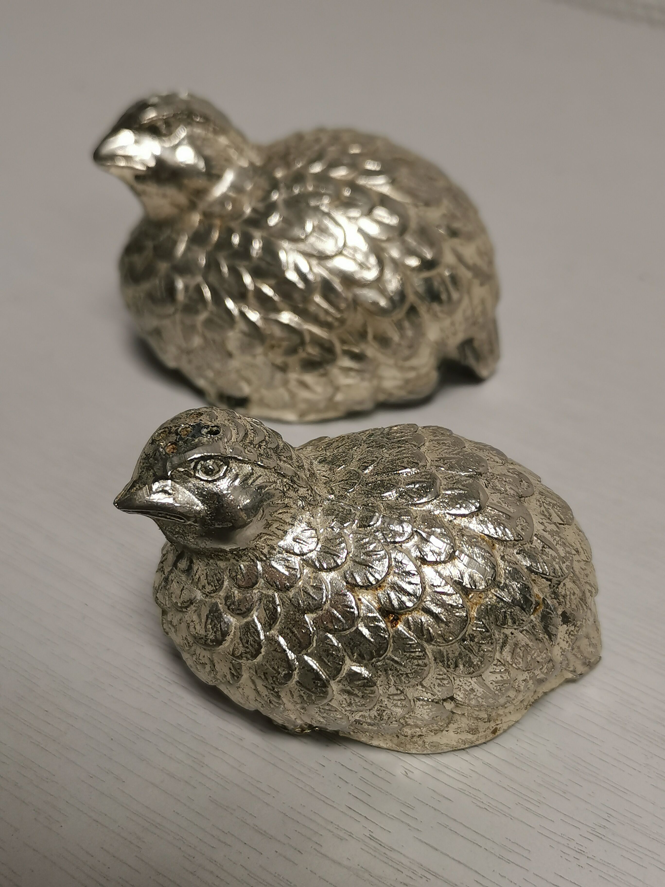 Set Salt + Pepper + Vintage mustard in the shape of birds / quails DLG Mauro Manetti