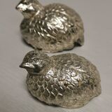 Set Salt + Pepper + Vintage mustard in the shape of birds / quails DLG Mauro Manetti