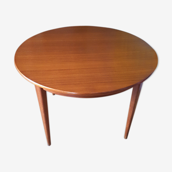 Table ronde style scandinave teck  rallonges 1960