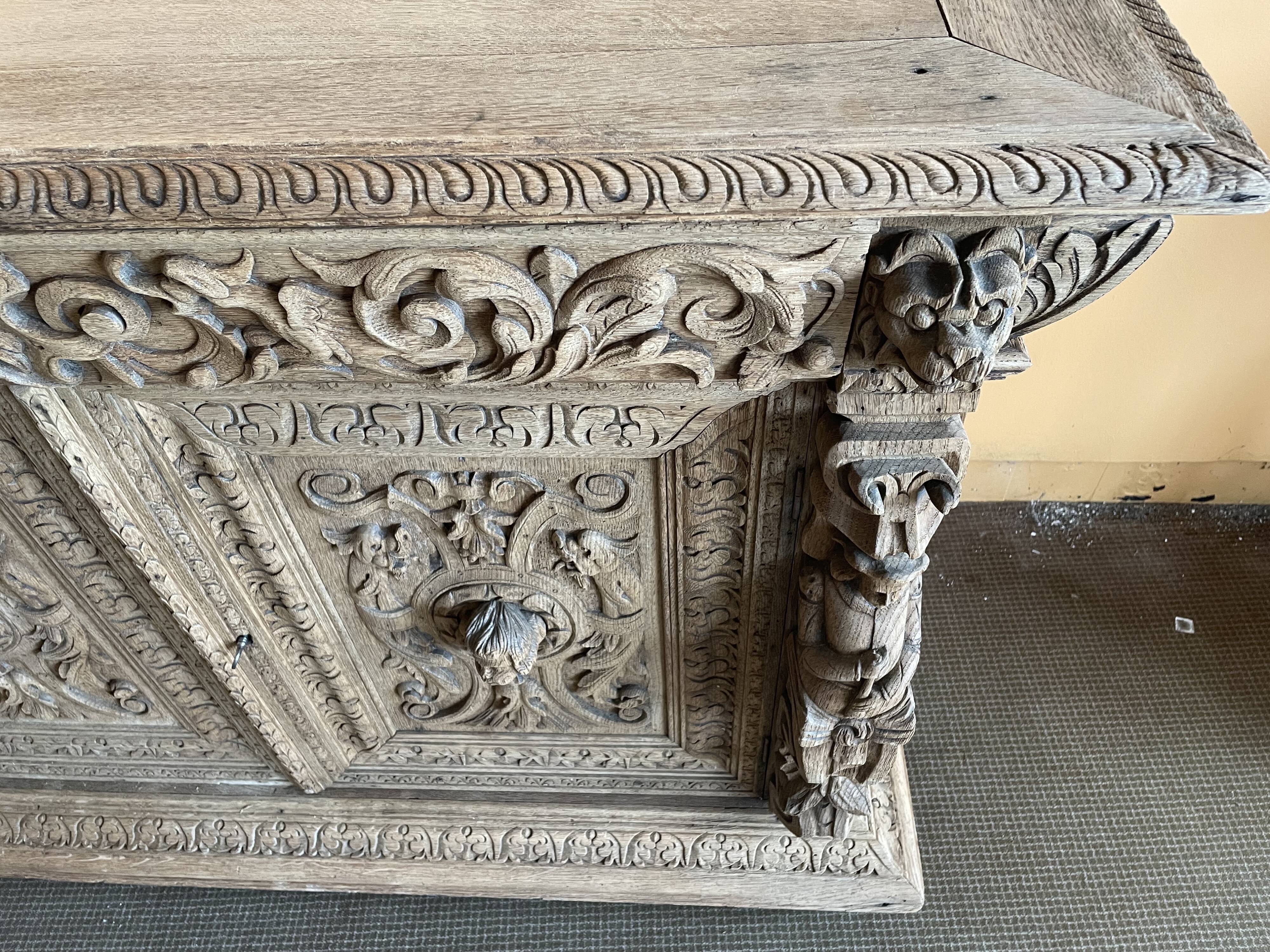 Carved wooden sideboard