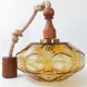 Vintage hanging in rope gilded glass and teak