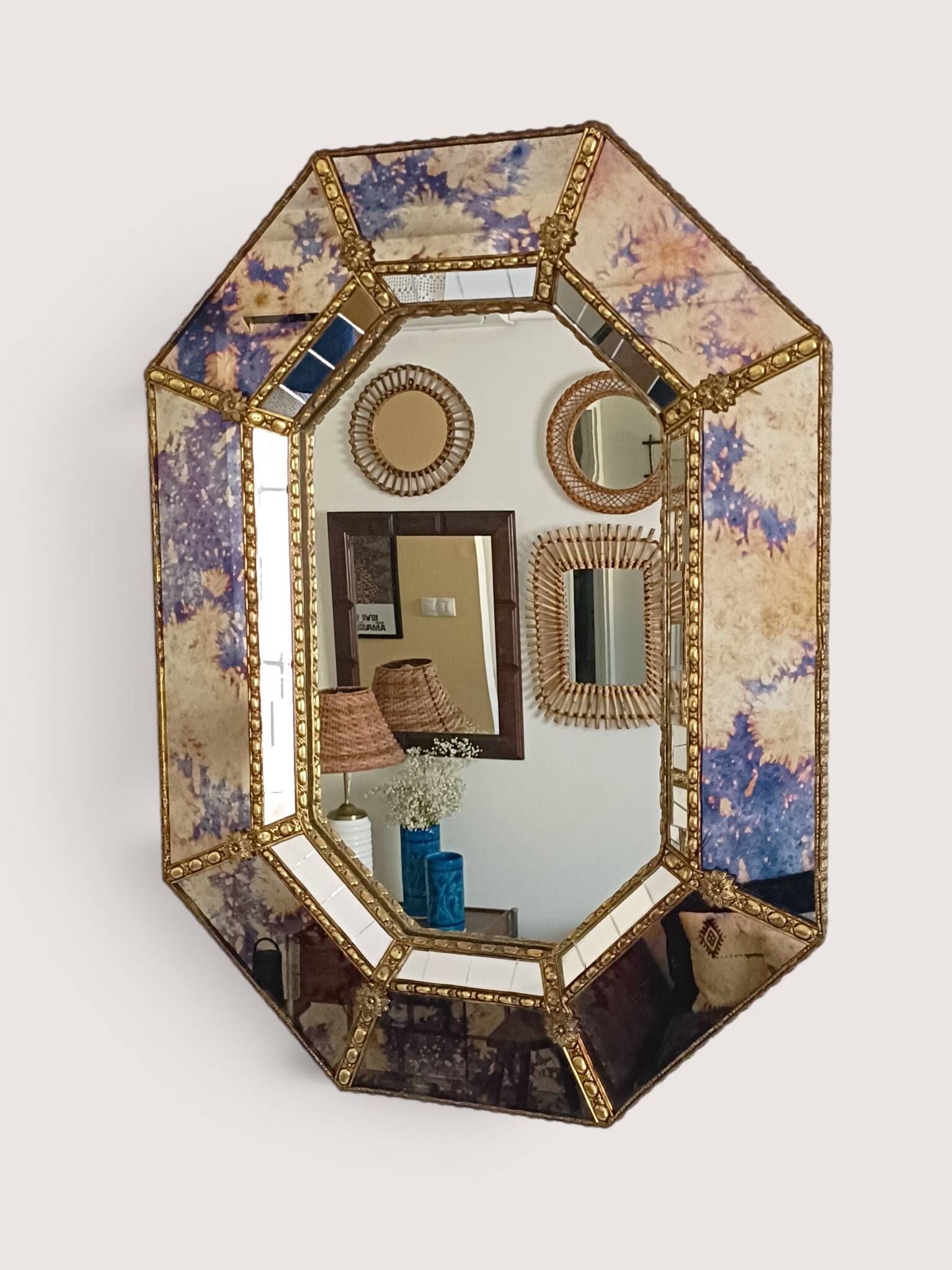 Venetian Modern Octagonal Wall Mirror, Handcrafted in Spain, Dated 1989