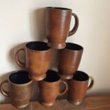 6 stoneware mugs