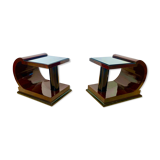 Pair of Art Deco Side Tables, Rosewood, Ebonized and Glass, France, circa 1930