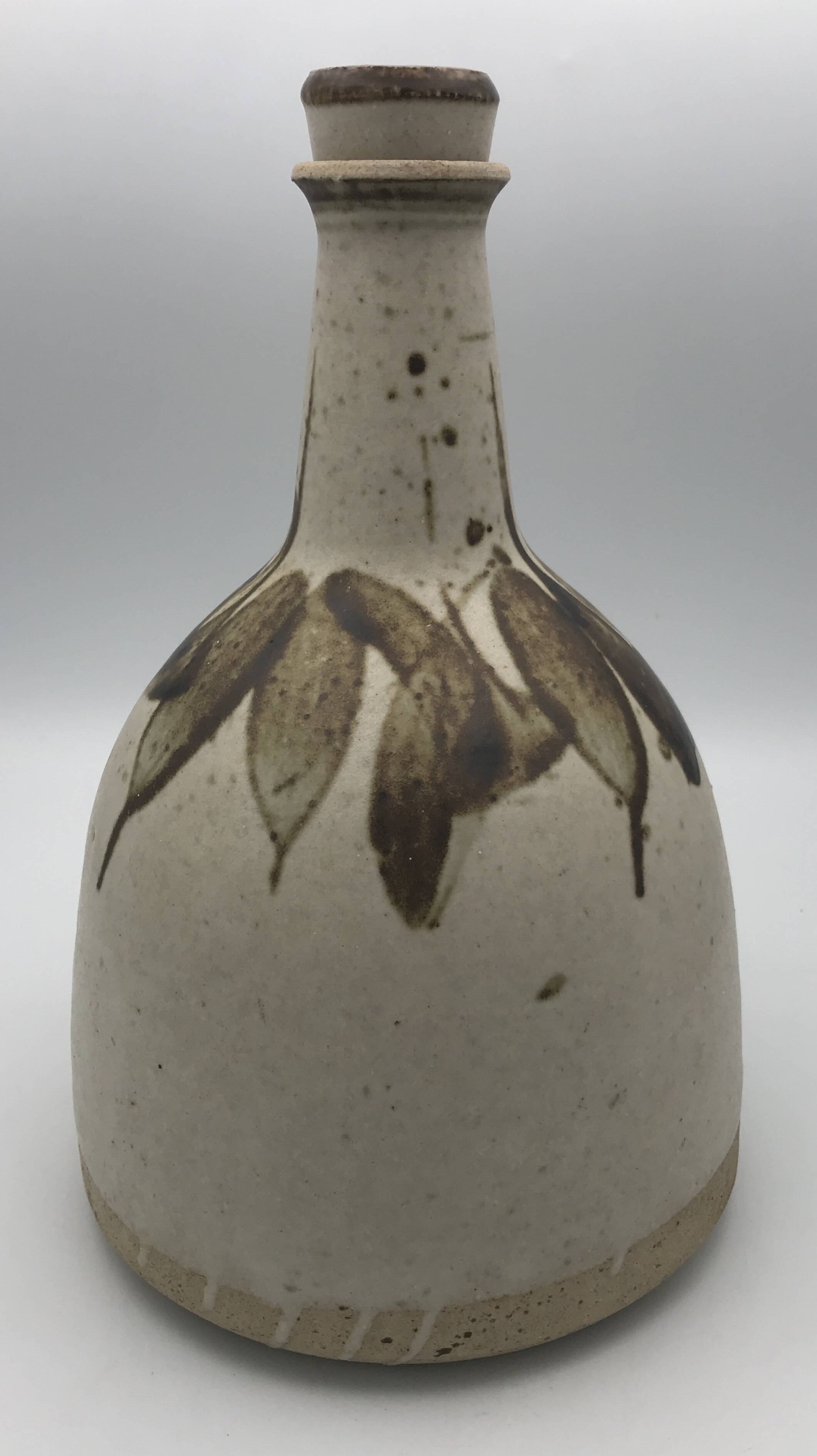 BOTTLE Vintage bottle in partially glazed pyrite stoneware