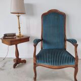 Voltaire armchair velvet striped blue