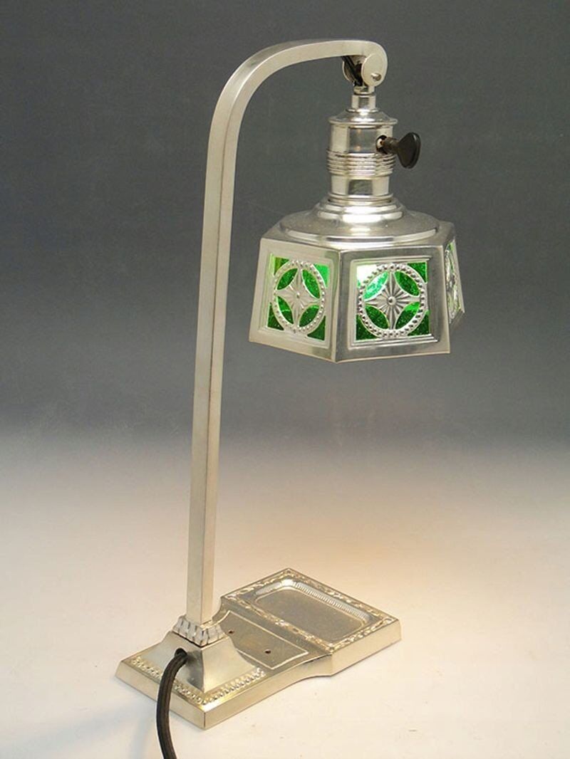 Art Nouveau silver-plated desk lamp, early 20th century