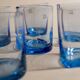 Set of 6 vintage blue drinking glasses with curved design, Pitti Studio, Italy, 1980s.
