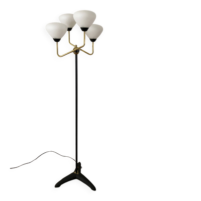 Lampadaire tripode 1960 à 4 lumières