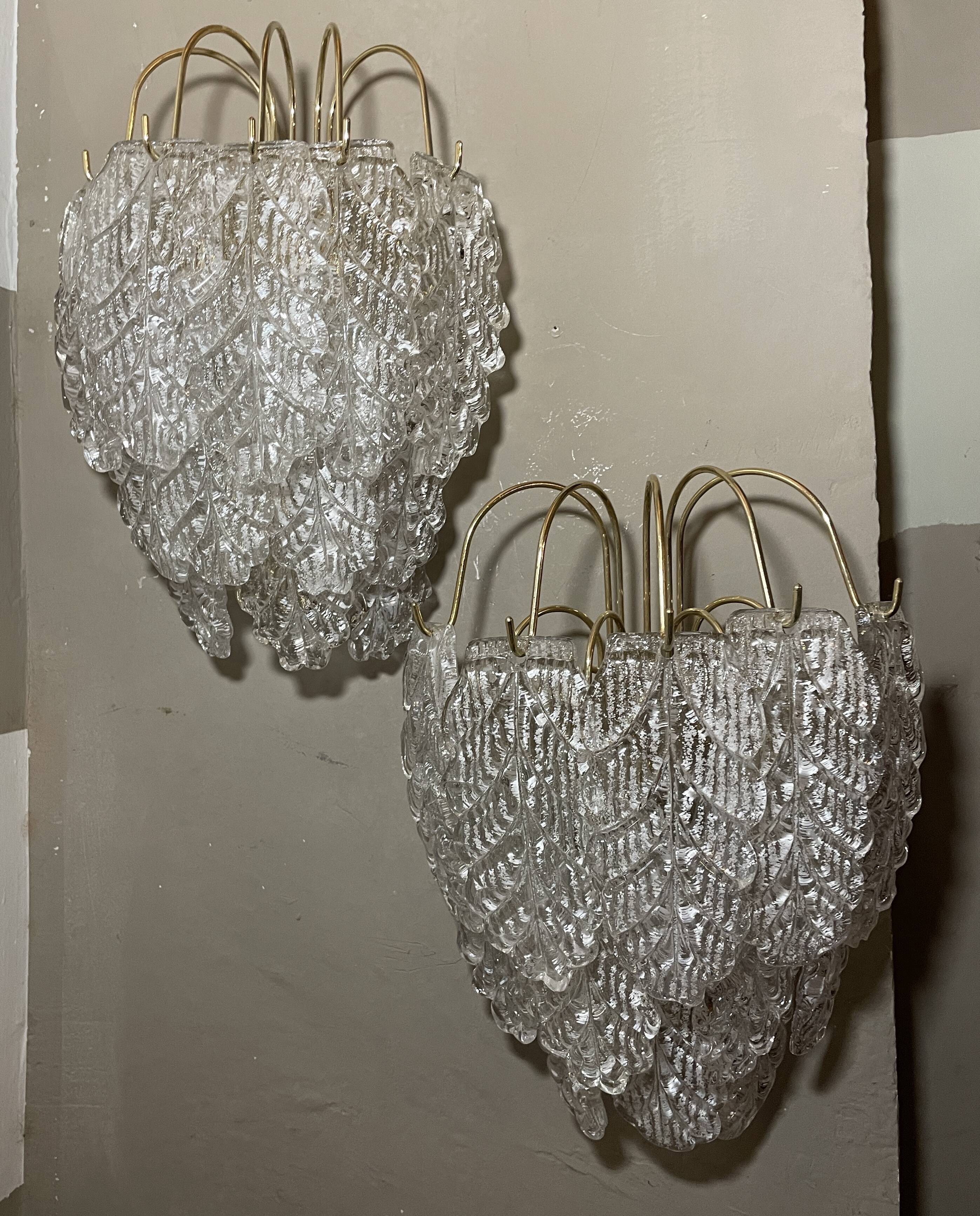 Paire d’appliques glace murano Mazzega vintage années 70