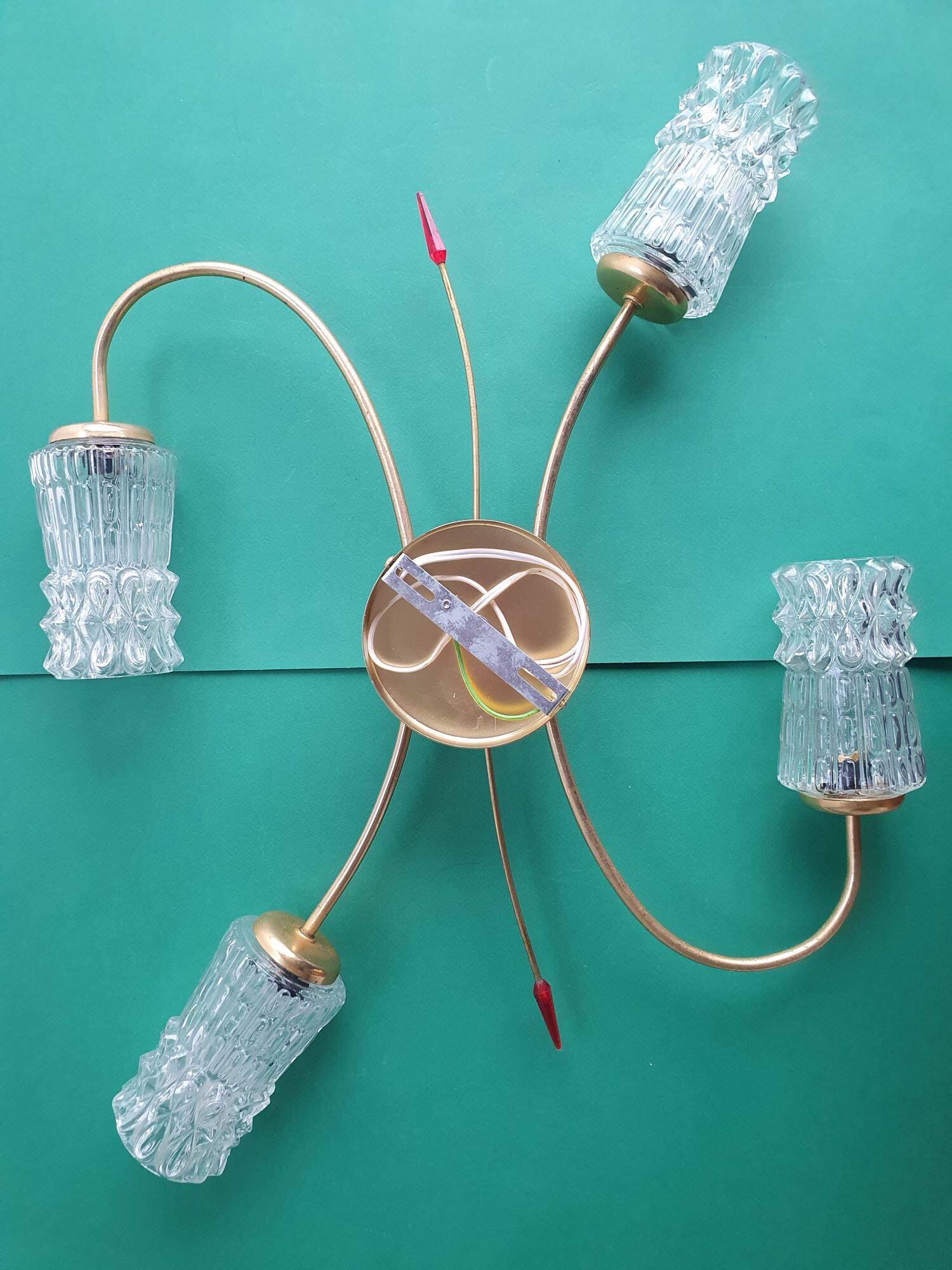 Large vintage gold four-light wall sconce