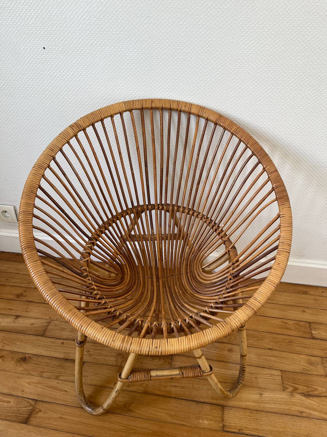 Vintage rattan basket chair