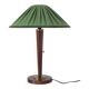 Recycled vintage lamp — spindle wooden base, pleated green linen shade
