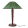 Recycled vintage lamp — spindle wooden base, pleated green linen shade