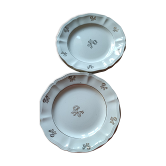 Lot of 6 dessert plates in Sarreguemines earthenware